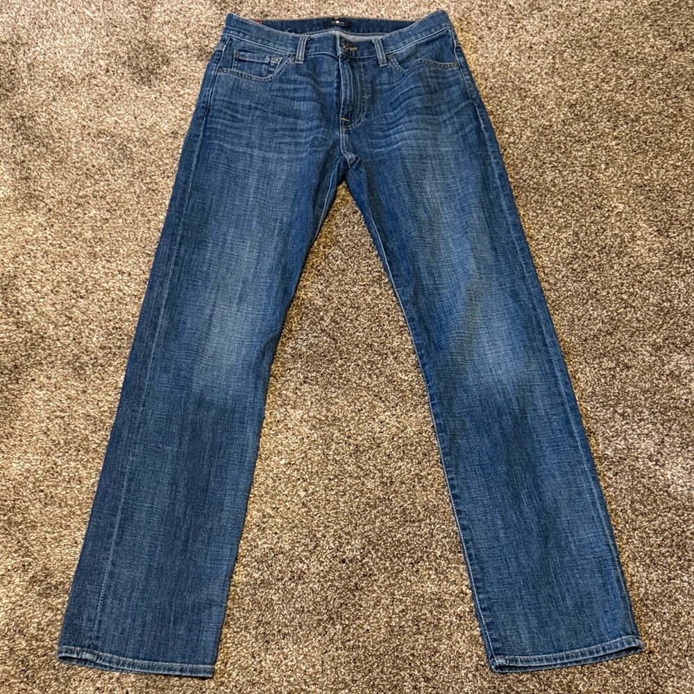 7 For All Mankind Men's Straight Blue Jeans